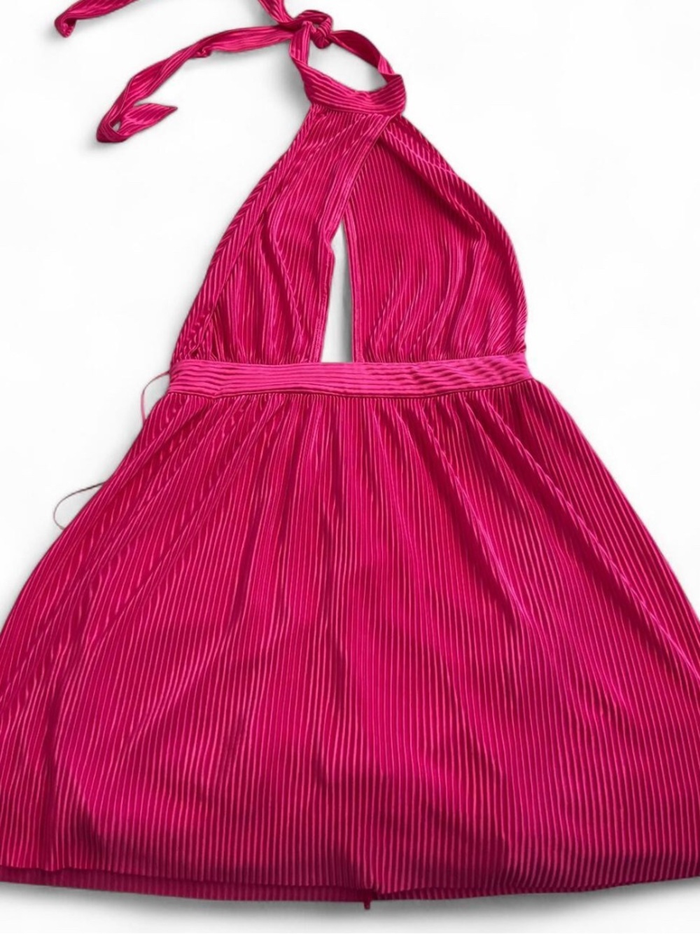 Sincerely Jules Vibrant Hot Pink Pleated Halter Dress